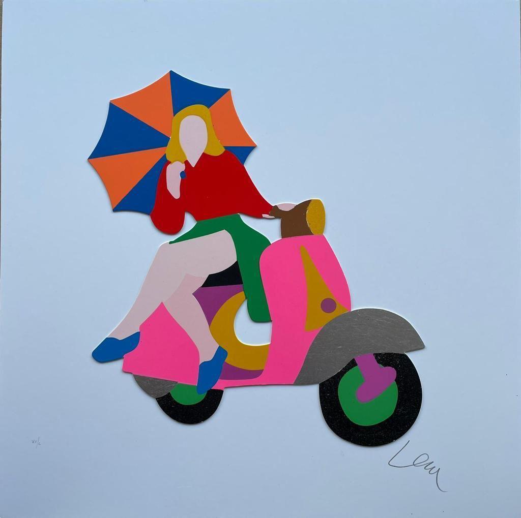 Marco Lodola -donne e motori- serigrafia 50x50