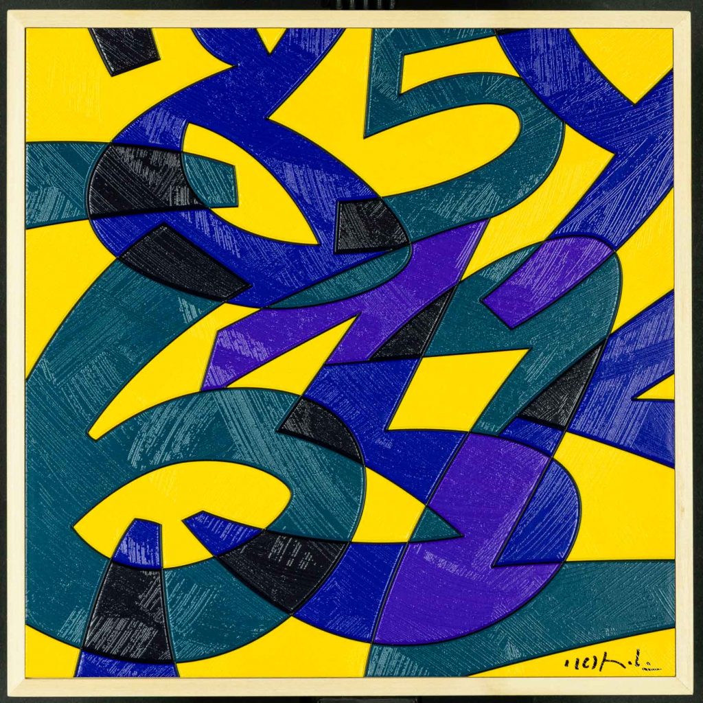 ugo nespolo acrilico su legno hdf 30x30x4