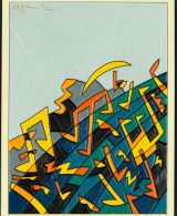 Ugo Nespolo -note musicali - opera unica - 18x24