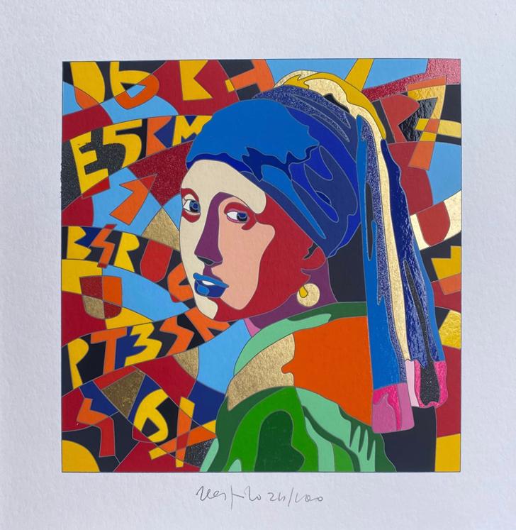 Vermer - la ragazza con l'orecchino di perla - Ugo Nespolo