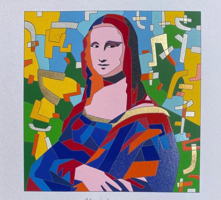 Ugo Nespolo - La Gioconda di Leonardo | Serigrafia cm 40x40 | The woman face