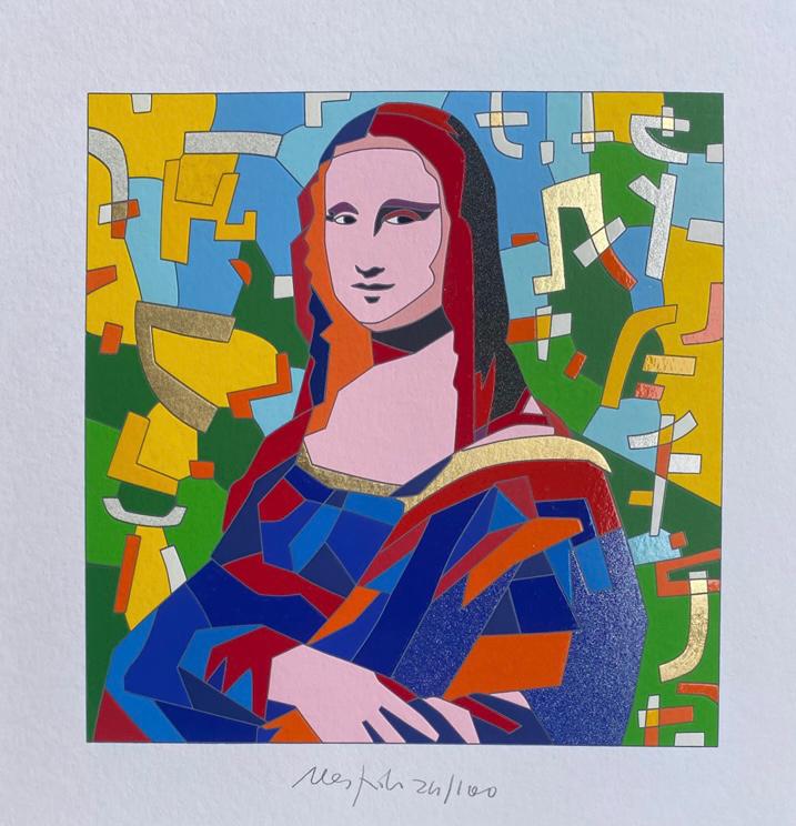 Ugo Nespolo - La Gioconda di Leonardo | Serigrafia cm 40x40 | The woman face