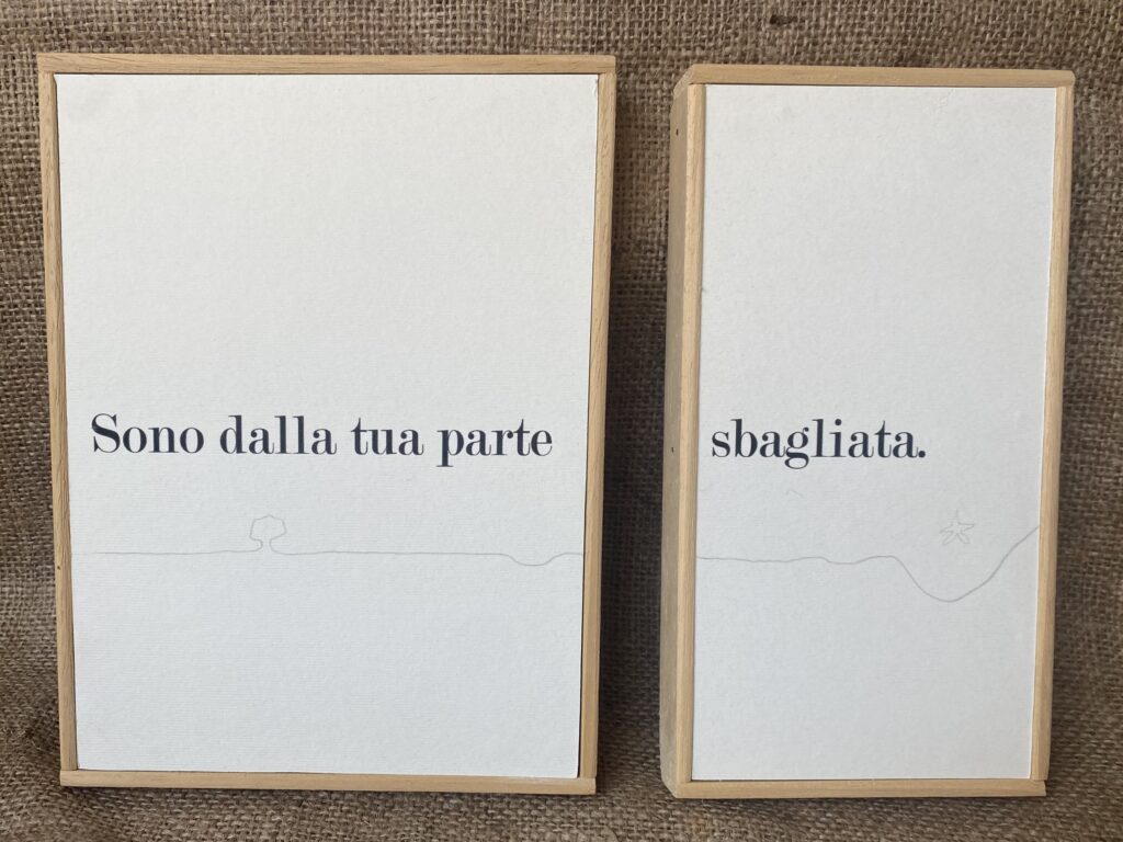 Riccardo Bonfadini - amore - poesia visiva su carta intelata