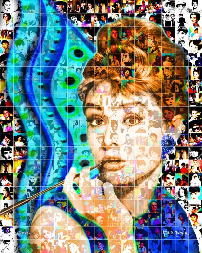 Maria Murgia - Omaggio a Audrey Hepburn con sigaretta foto d'arte